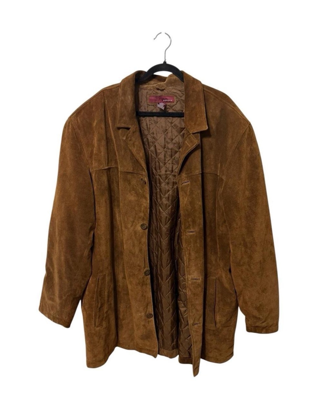 Vintage Merona Mens Brown Leather Suede Jacket Size XL